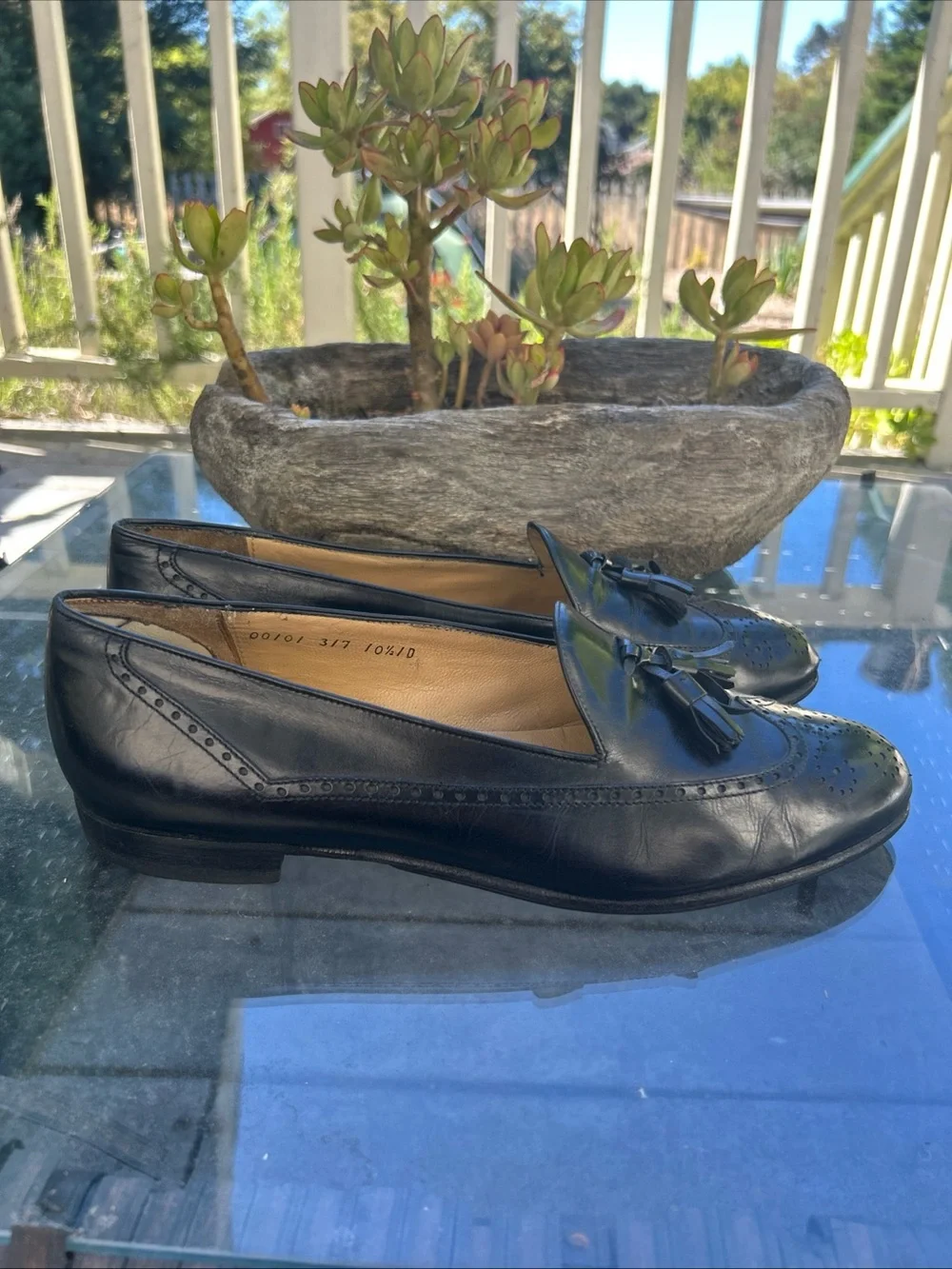 VTG Salvatore Ferragamo Mens Black Leather Tassel Loafers Size 10.5 D